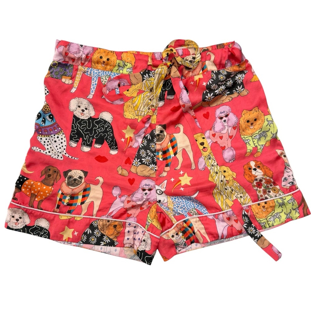 KAREN MABON Colorful Rainbow Kitschy Dog Print Shorts S (US 4-6)